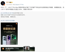 小米17首销破纪录，ProMax成最大赢家