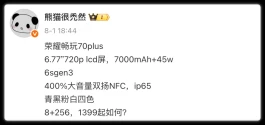 7000mAh+LCD直屏，荣耀上新！